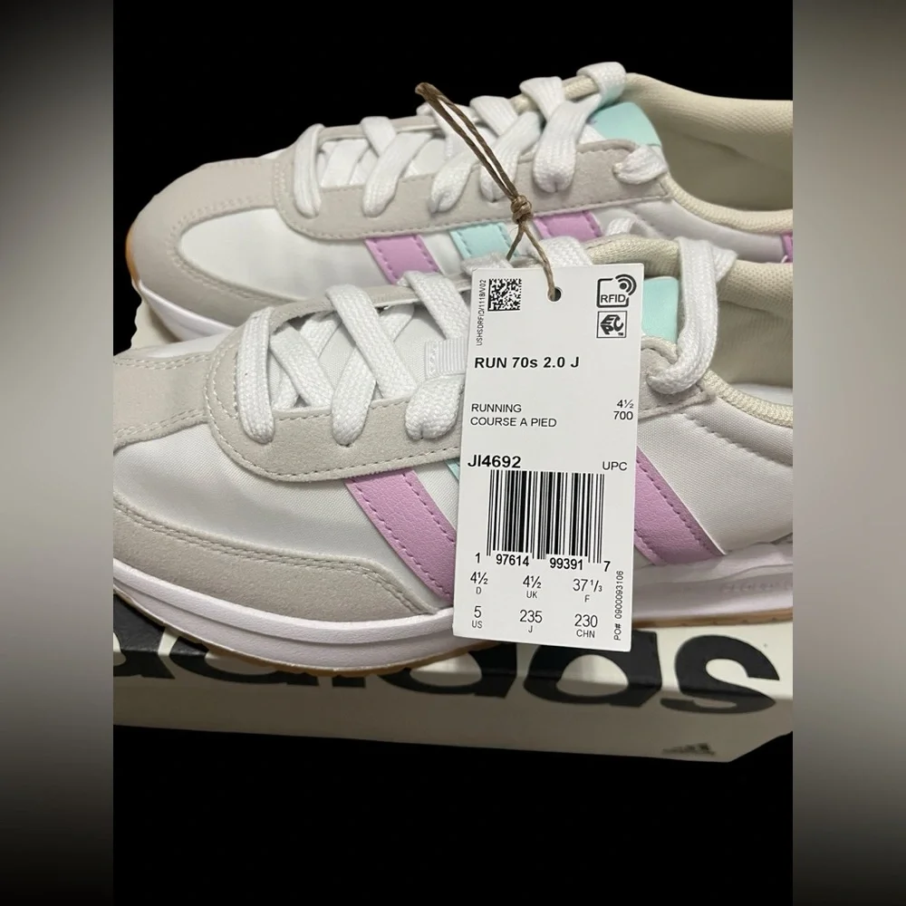 🌟🌟🌼NIB ADIDAS RUN 70’s 2.0 J. Women's White and Pastel Sneakers - Picture 7 of 10